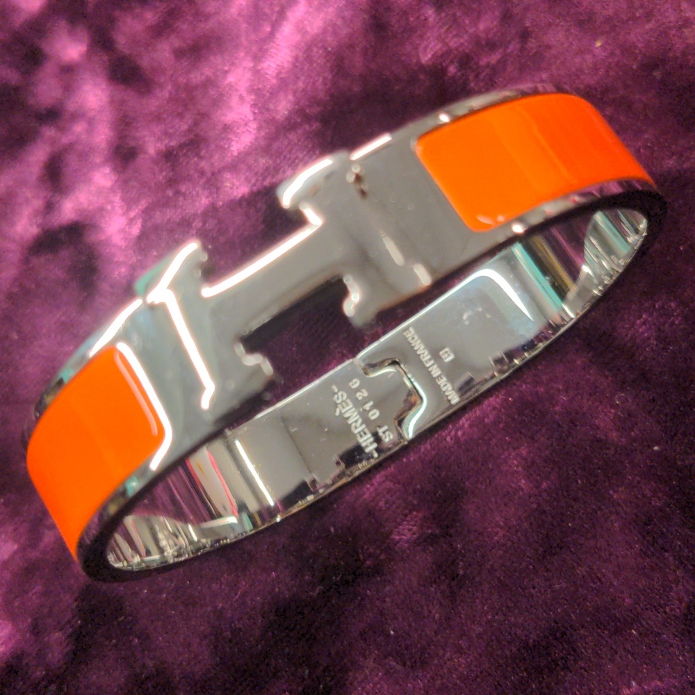 Hermes Clic H authentic bracelet silver orange color